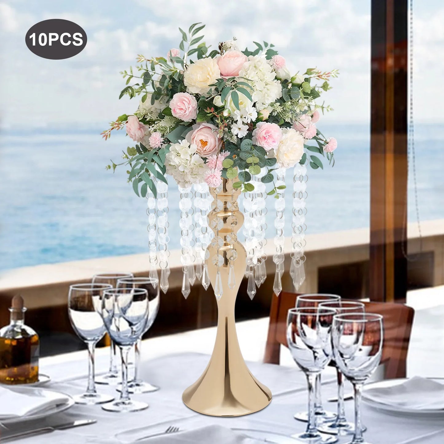 Crystal Flower Centerpiece Stand For Elegant Wedding Decor