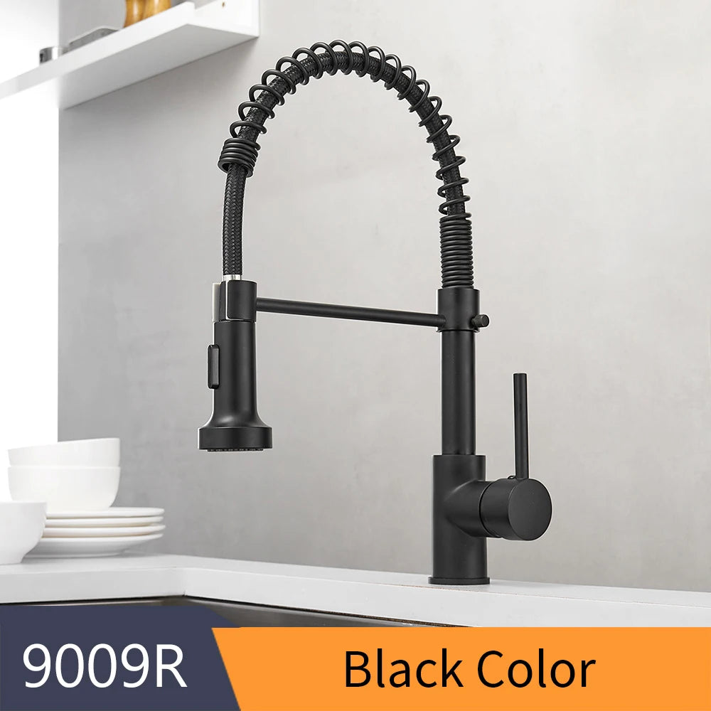 Pull Down Single Lever Kitchen Faucet With Brushed Finish