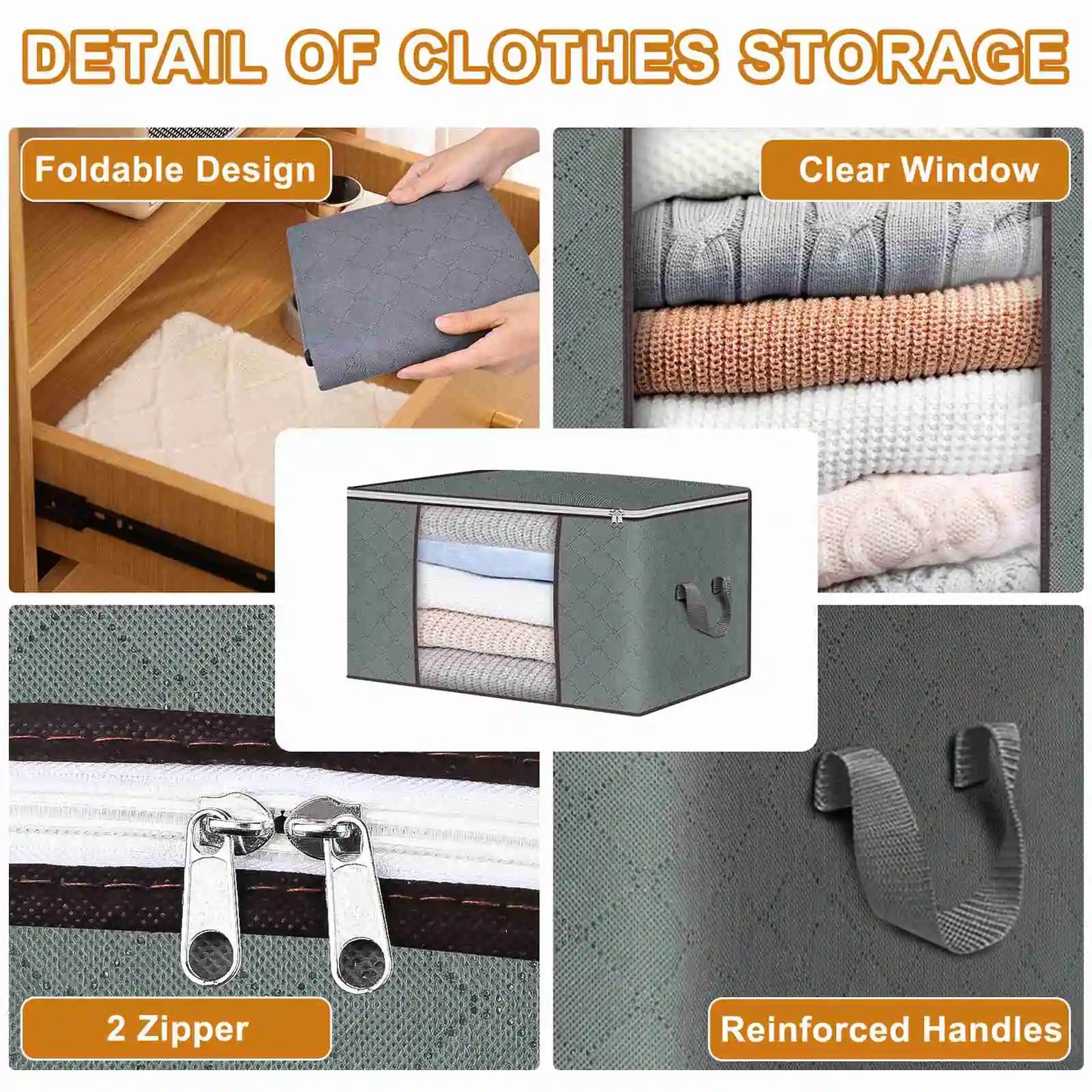 Large Storage Bags with Sturdy Handles for Closet Organization