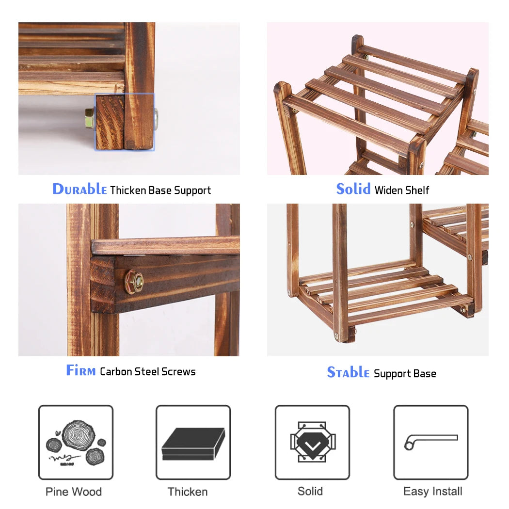 Stylish Bamboo Multi-Tier Plant Stand for Indoor Outdoor Use