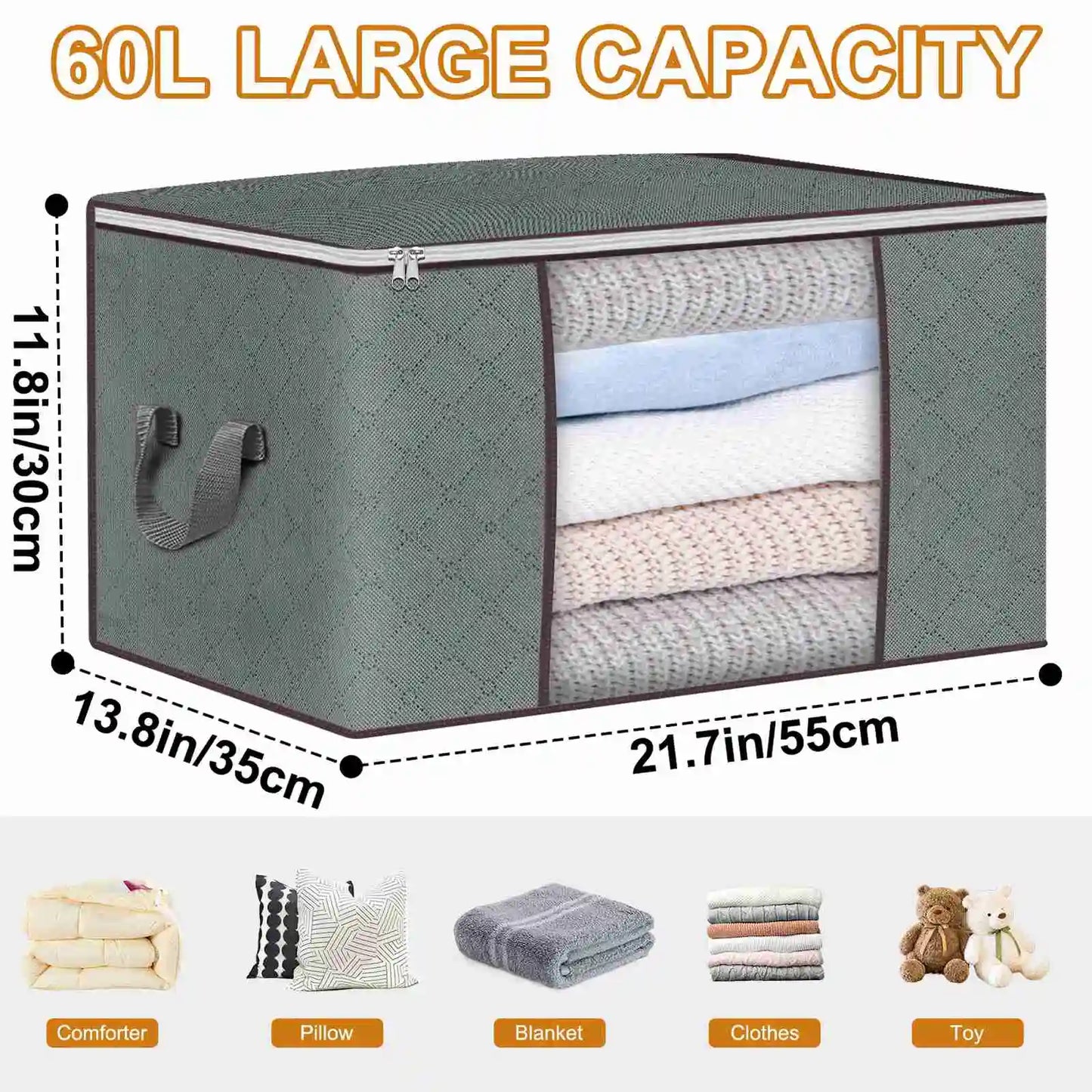 Large Storage Bags with Sturdy Handles for Organized Closet