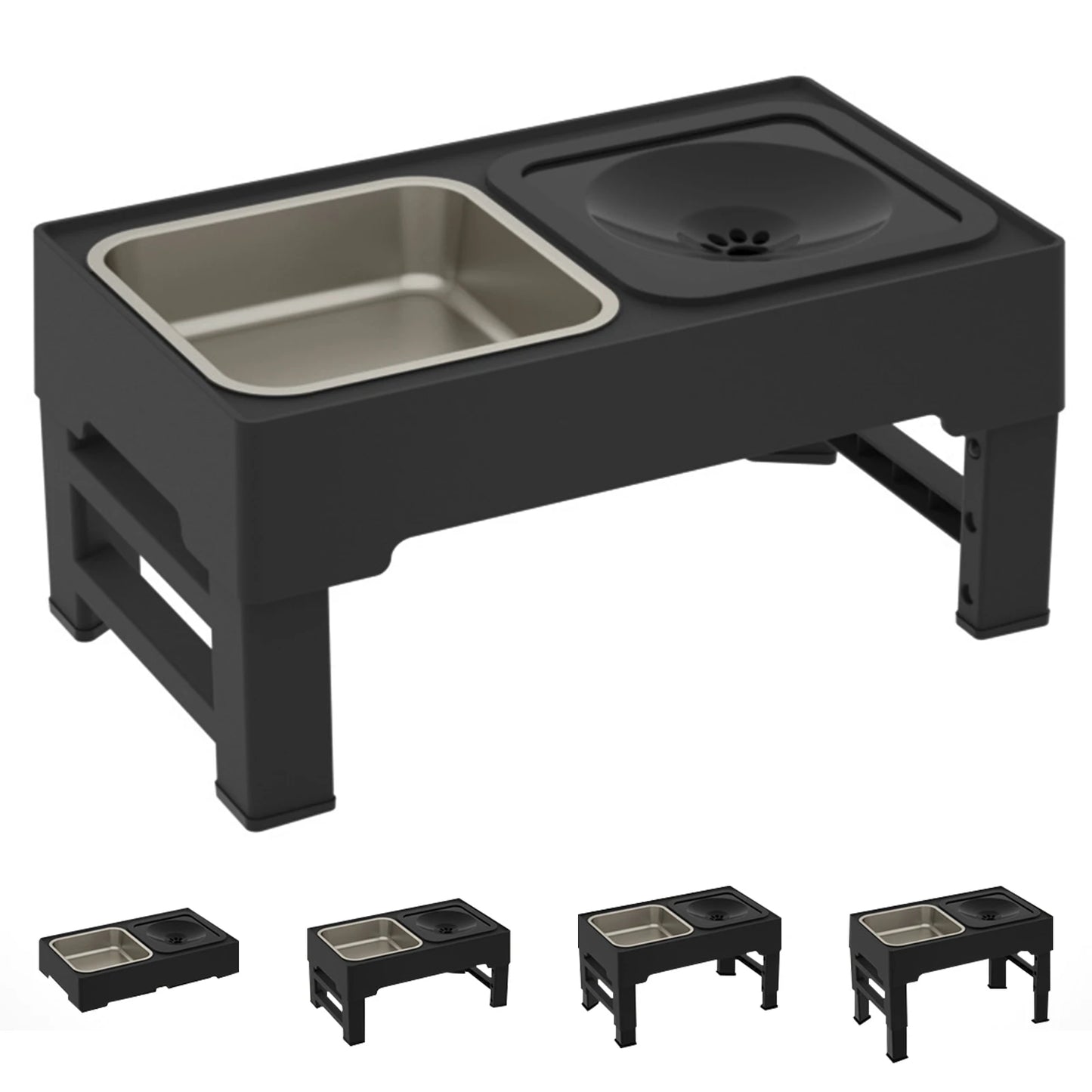 Adjustable Stainless Steel Slow Feed Water Bowls for Pets