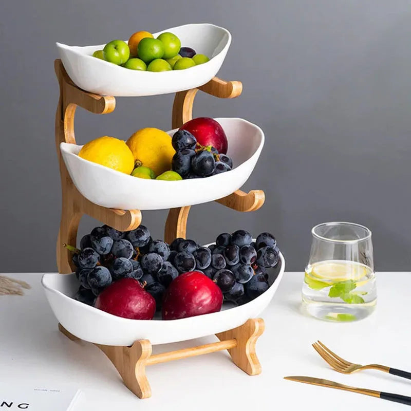 Three Layer Plastic Fruit and Snack Serving Stand