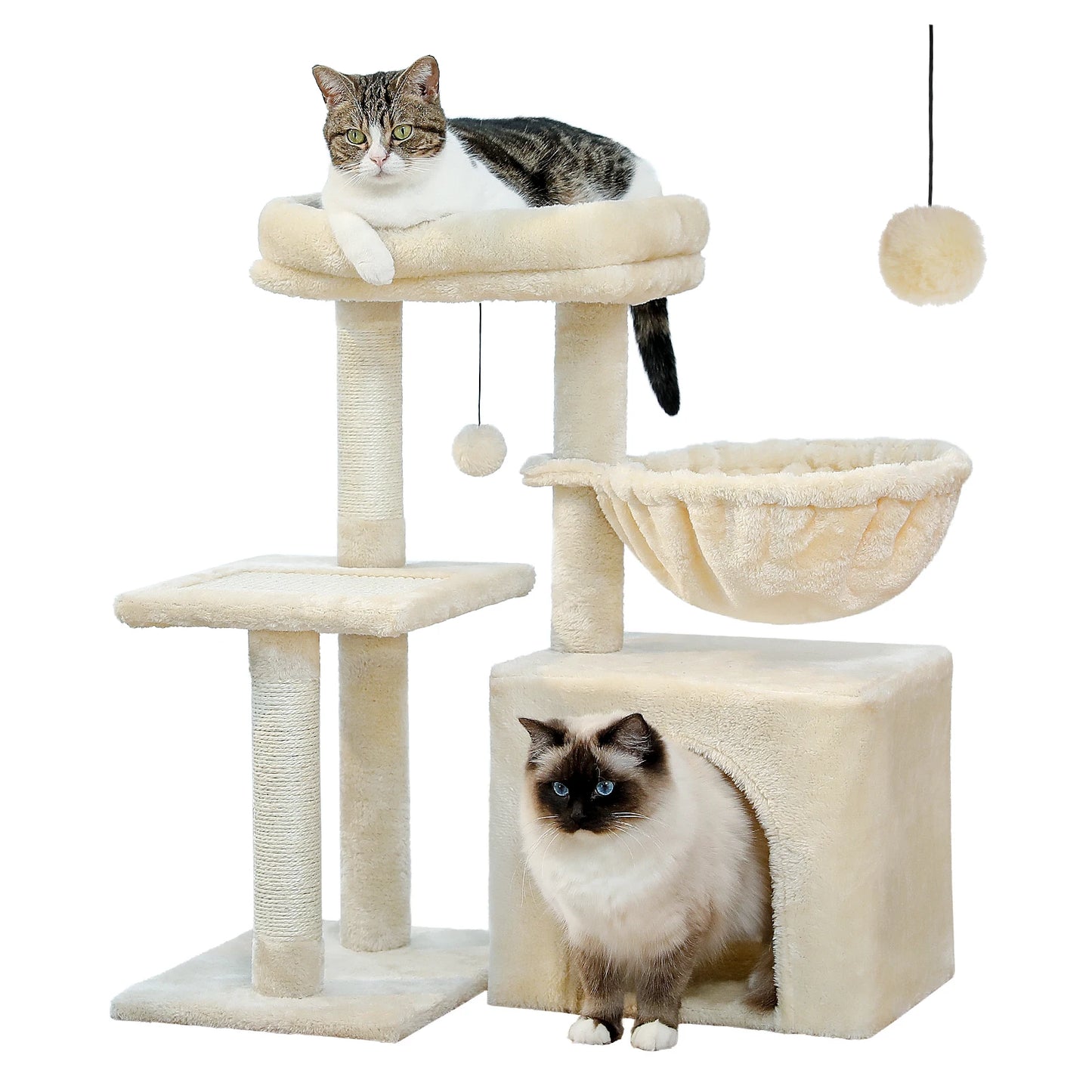Indoor Cat Tree Condo With Perch And Scratching Board