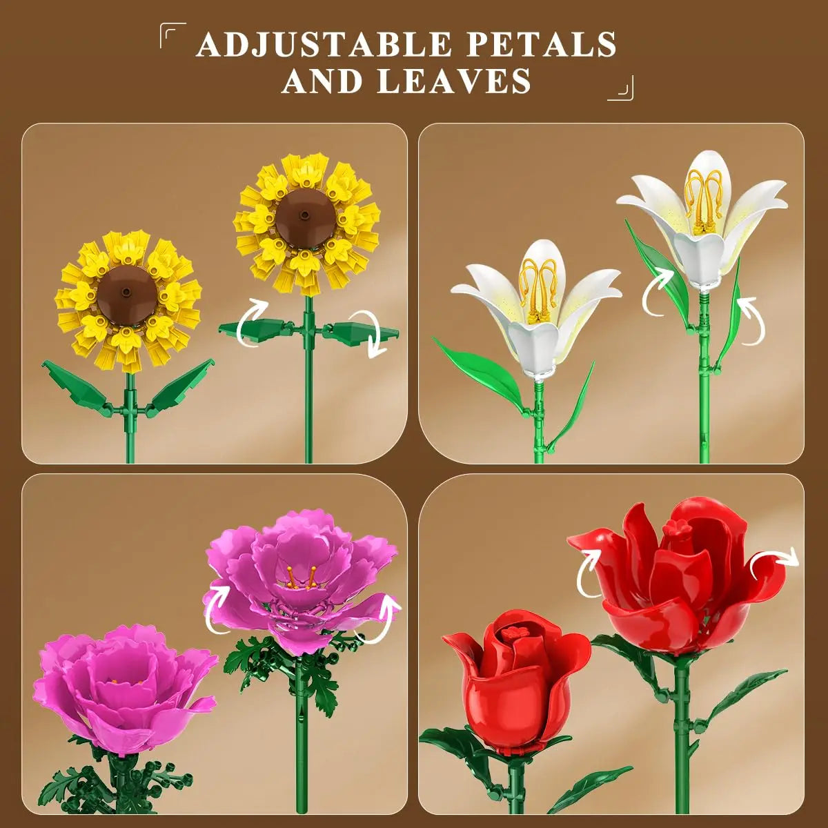 Flower Bouquet Building Set for Creative Home Decor and Gifts