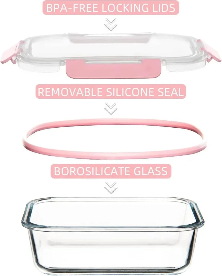 Leak-Proof Glass Storage Containers With Lids For Meal Prep