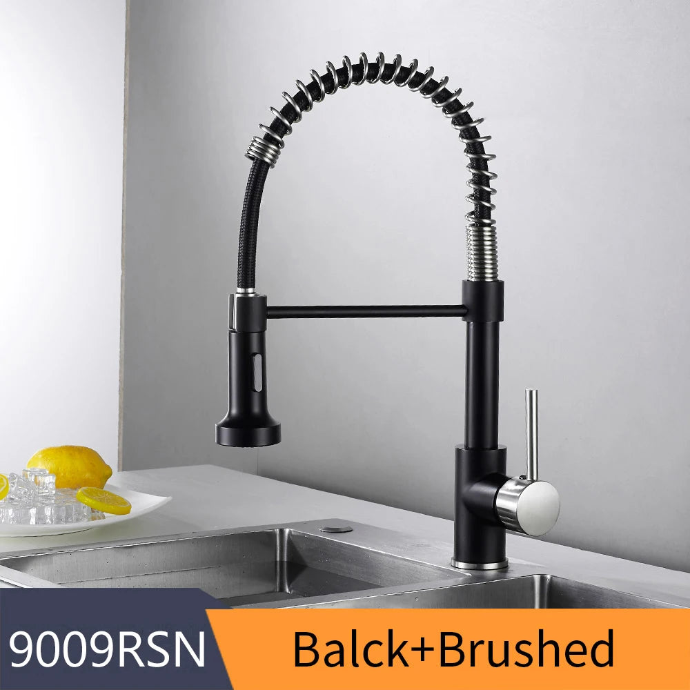 Pull Down Single Lever Kitchen Faucet With Brushed Finish
