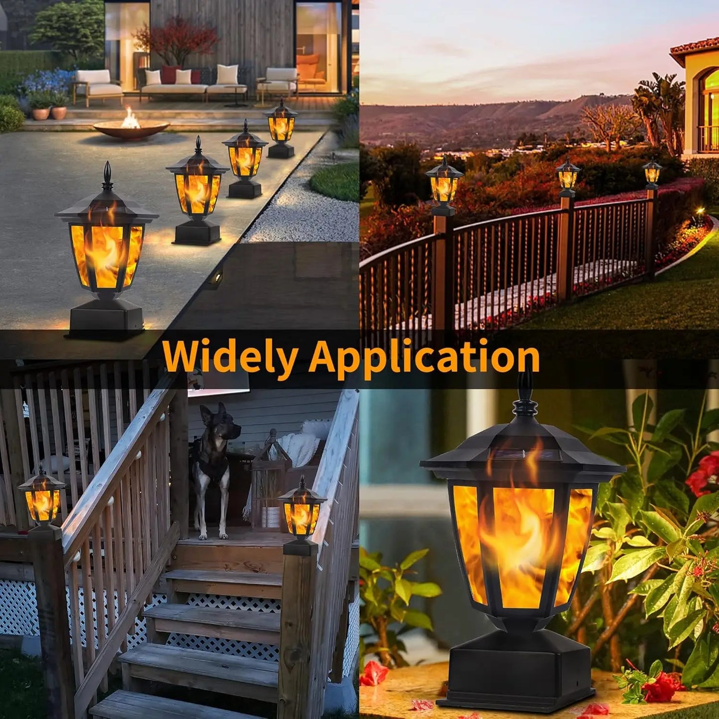 Waterproof Solar Flame Post Lights for Outdoor Garden Decoration