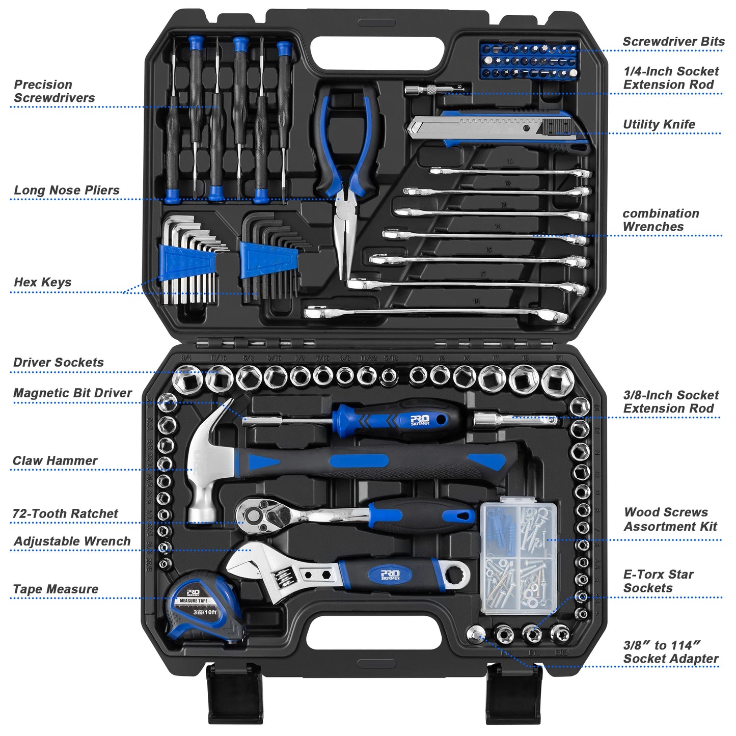 200 Piece Ratchet Wrench Tool Set for Home Use
