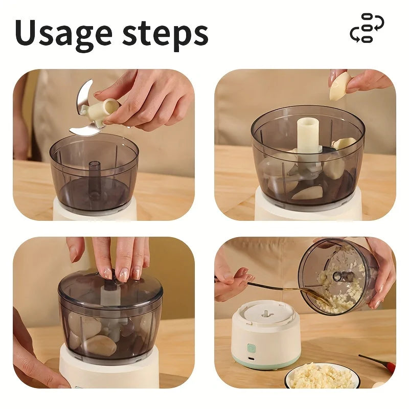 Cordless Food Processor Chopper Grinder Portable Kitchen