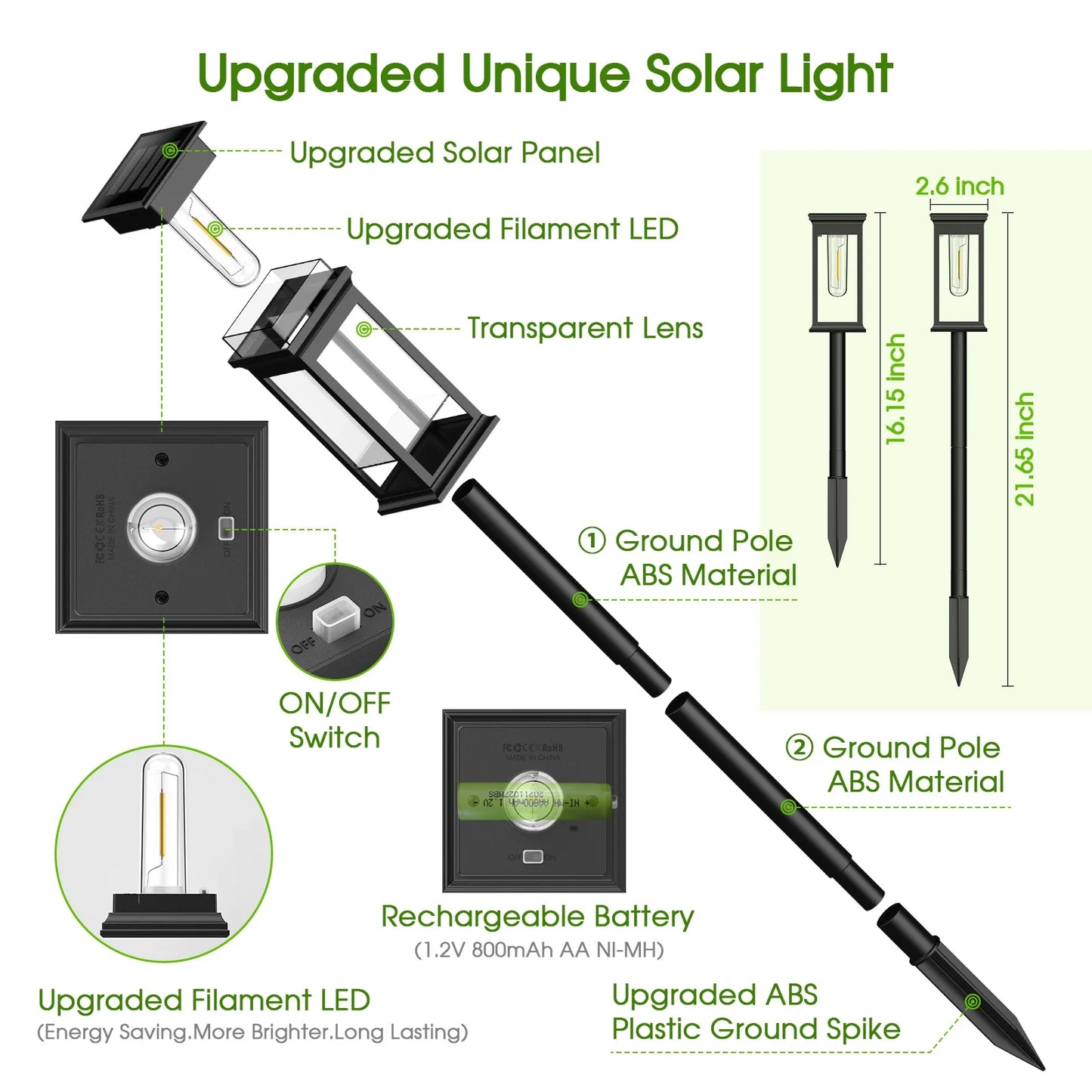Upgraded Solar Lights For Yard And Garden Walkway 12Hrs