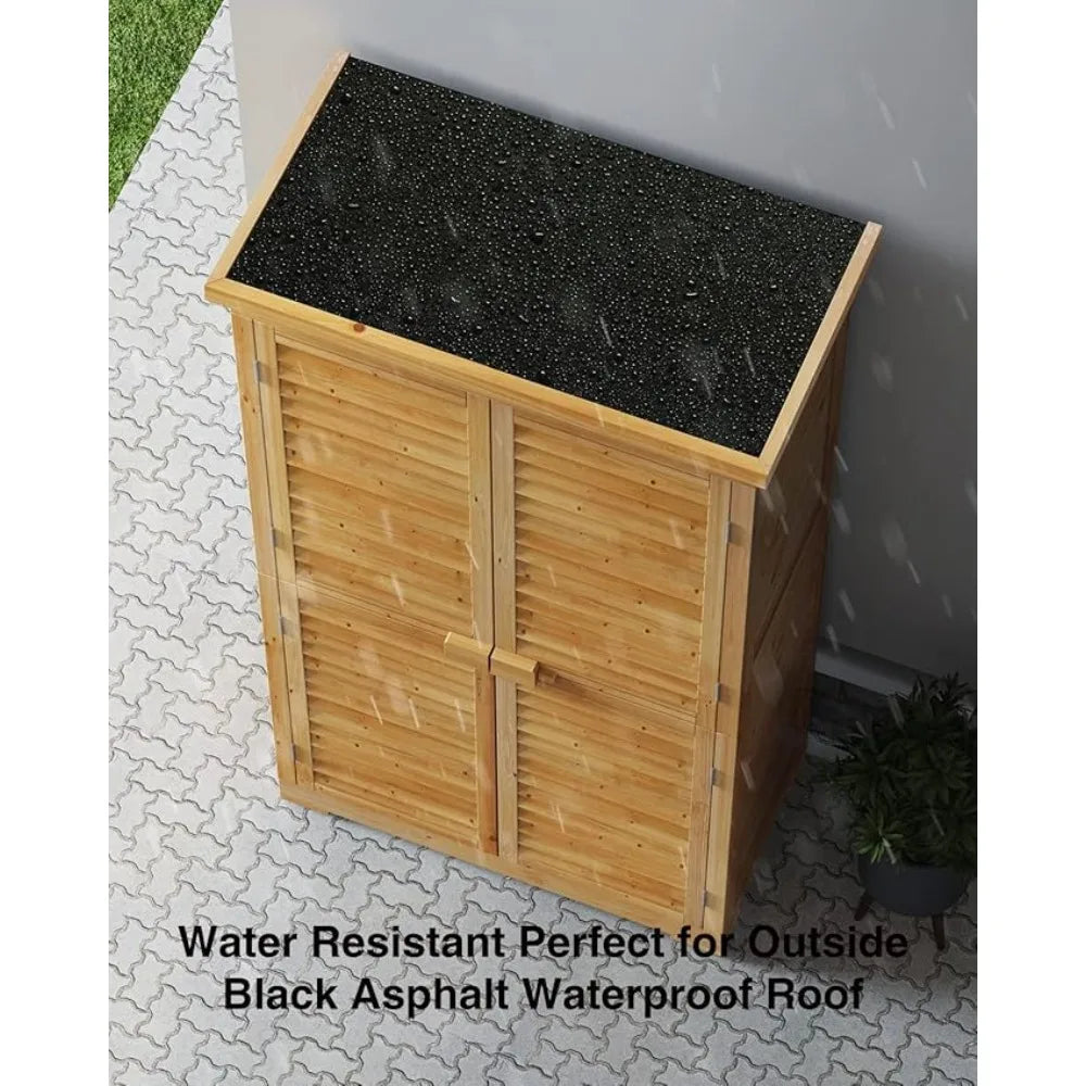 Lockable Storage Cabinet with Double Doors and Three Shelves