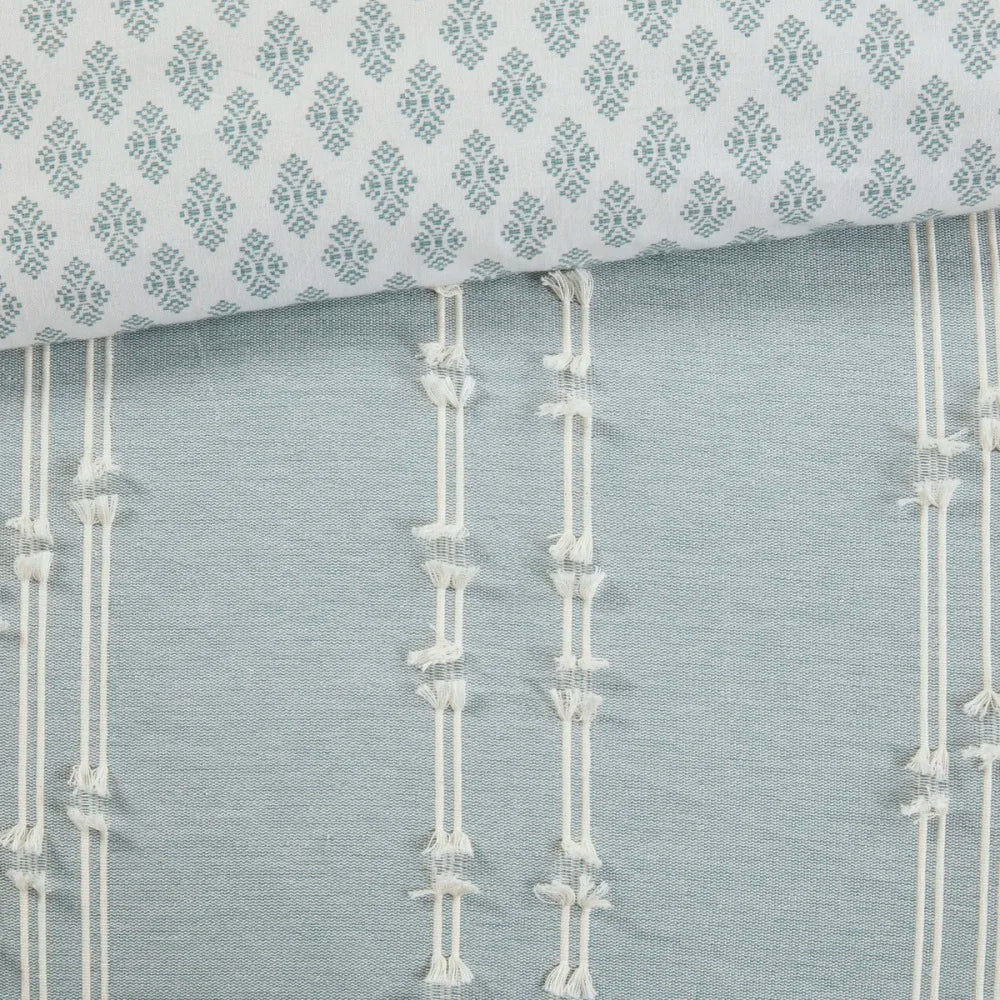 Aqua Cotton Jacquard Comforter Set for Cozy Bedrooms