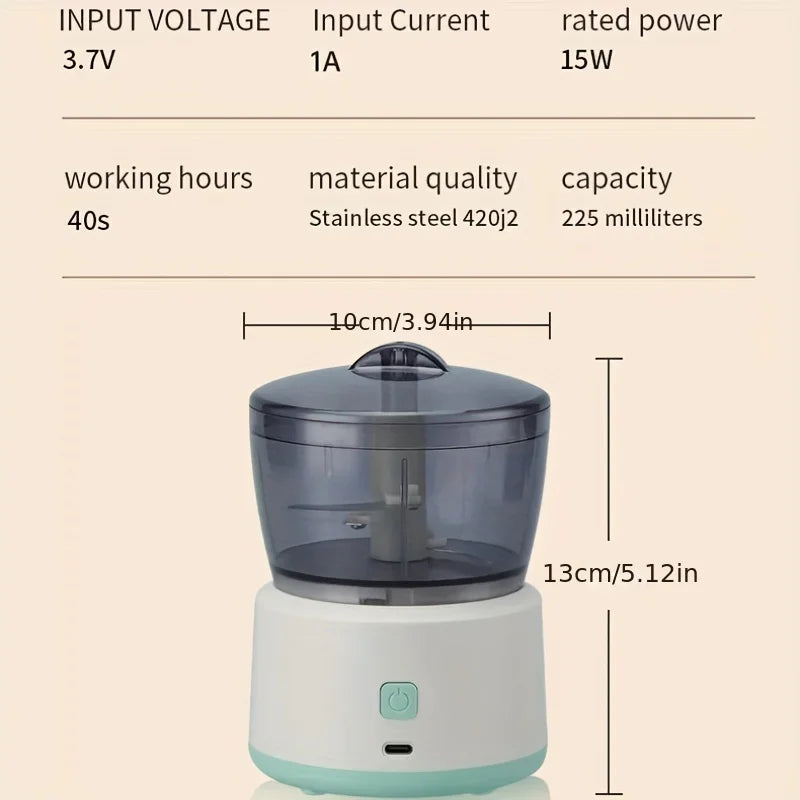 Cordless Food Processor Chopper Grinder Portable Kitchen