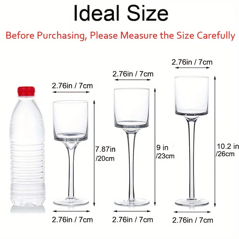 Set of 3 Glass Tall Tealight Candle Holders for Decor
