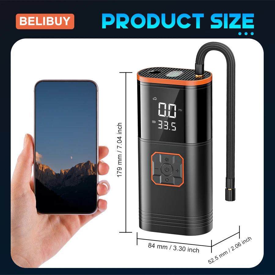 Belibuy Car Air Pump Tire Inflator with USB Mobile Power