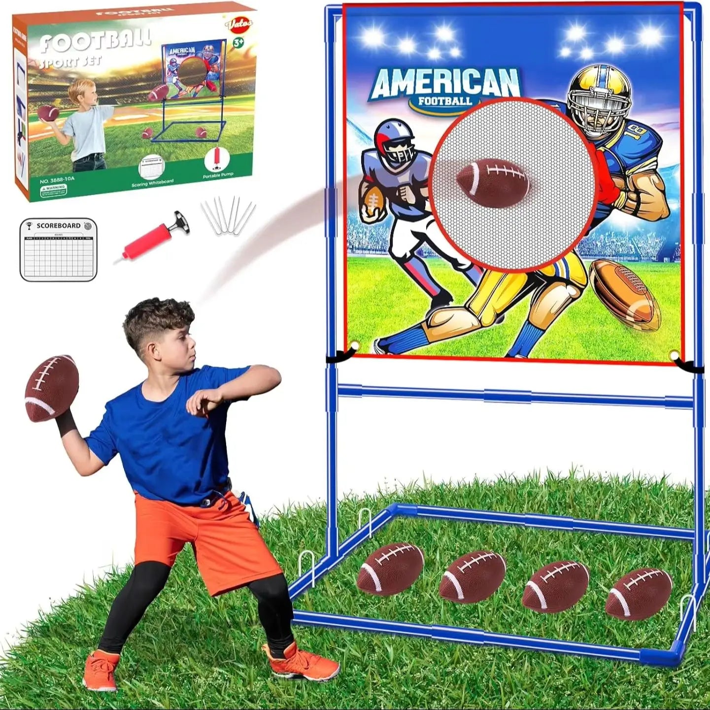 VATOS Rugby Football Toss Target Game Set for Kids