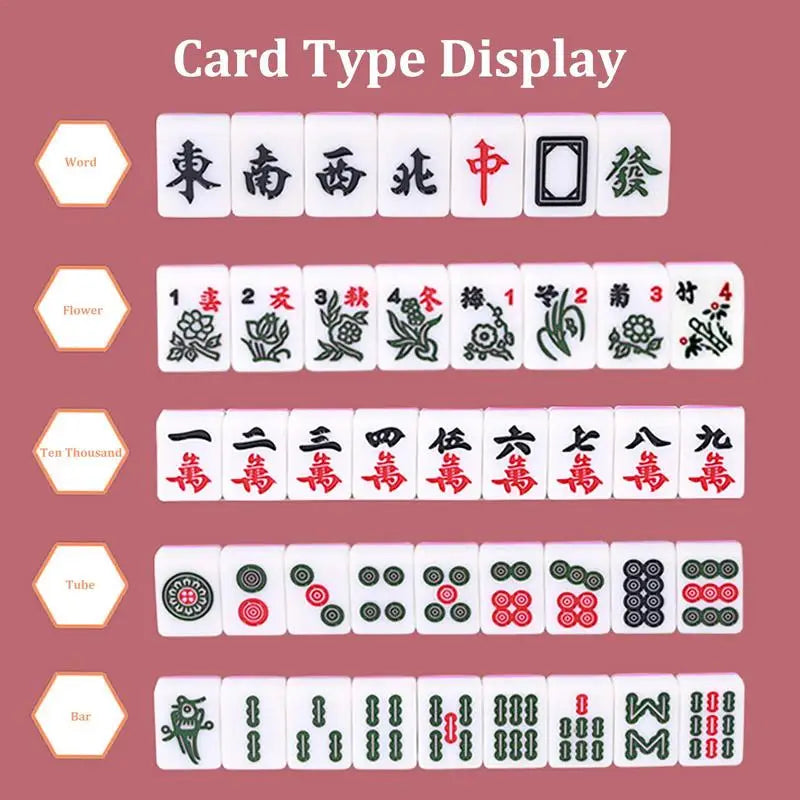 Portable Mahjong Set with Large Storage Bag for Family Fun