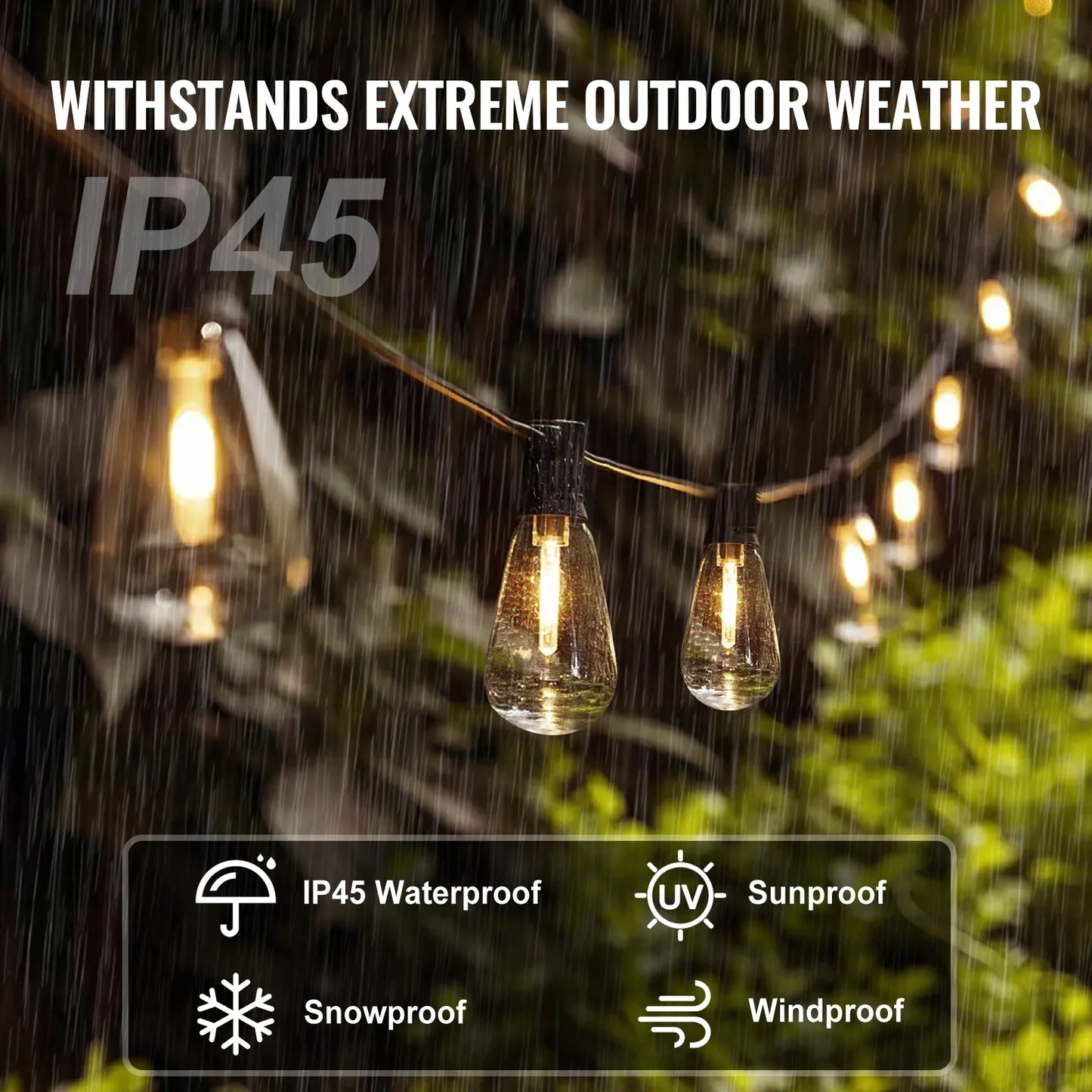 SucceBuy LED Outdoor String Lights 2700K Dimmable Patio