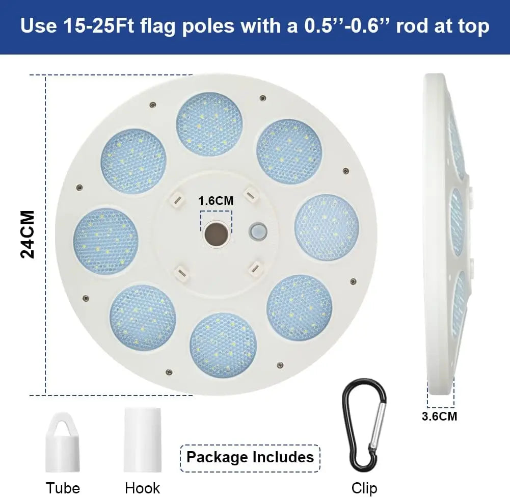 Solar Flag Pole Light with 136 Bright LEDs for Outdoor Use