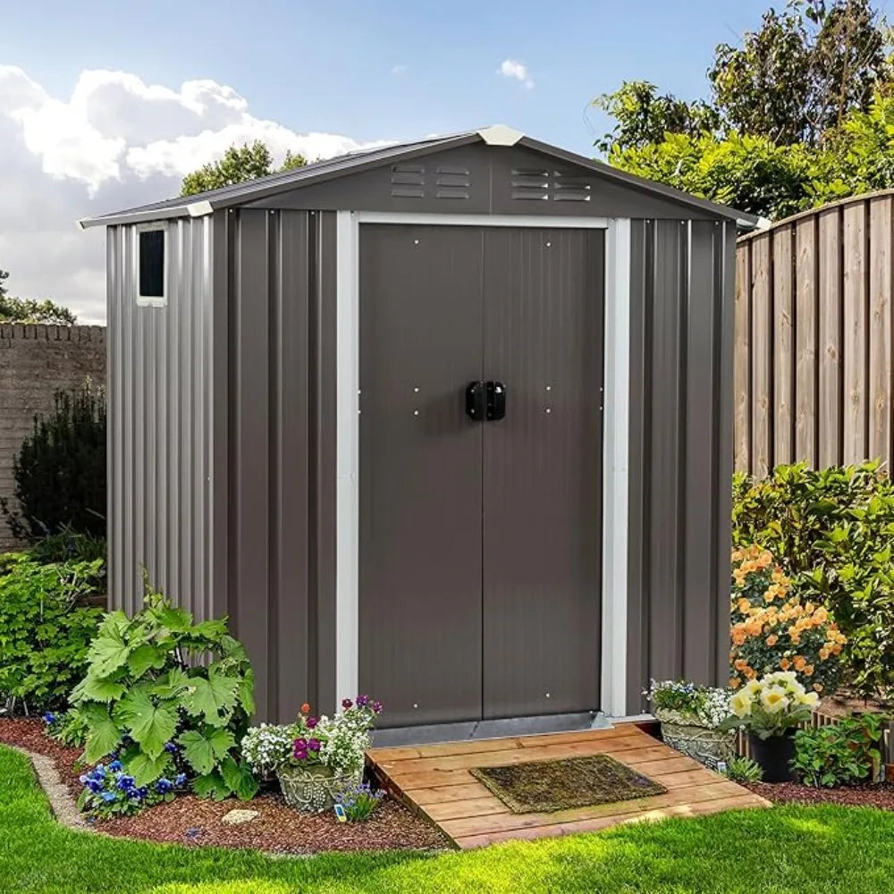 Lockable Outdoor Waterproof Tool Storage Shed for Garden Use