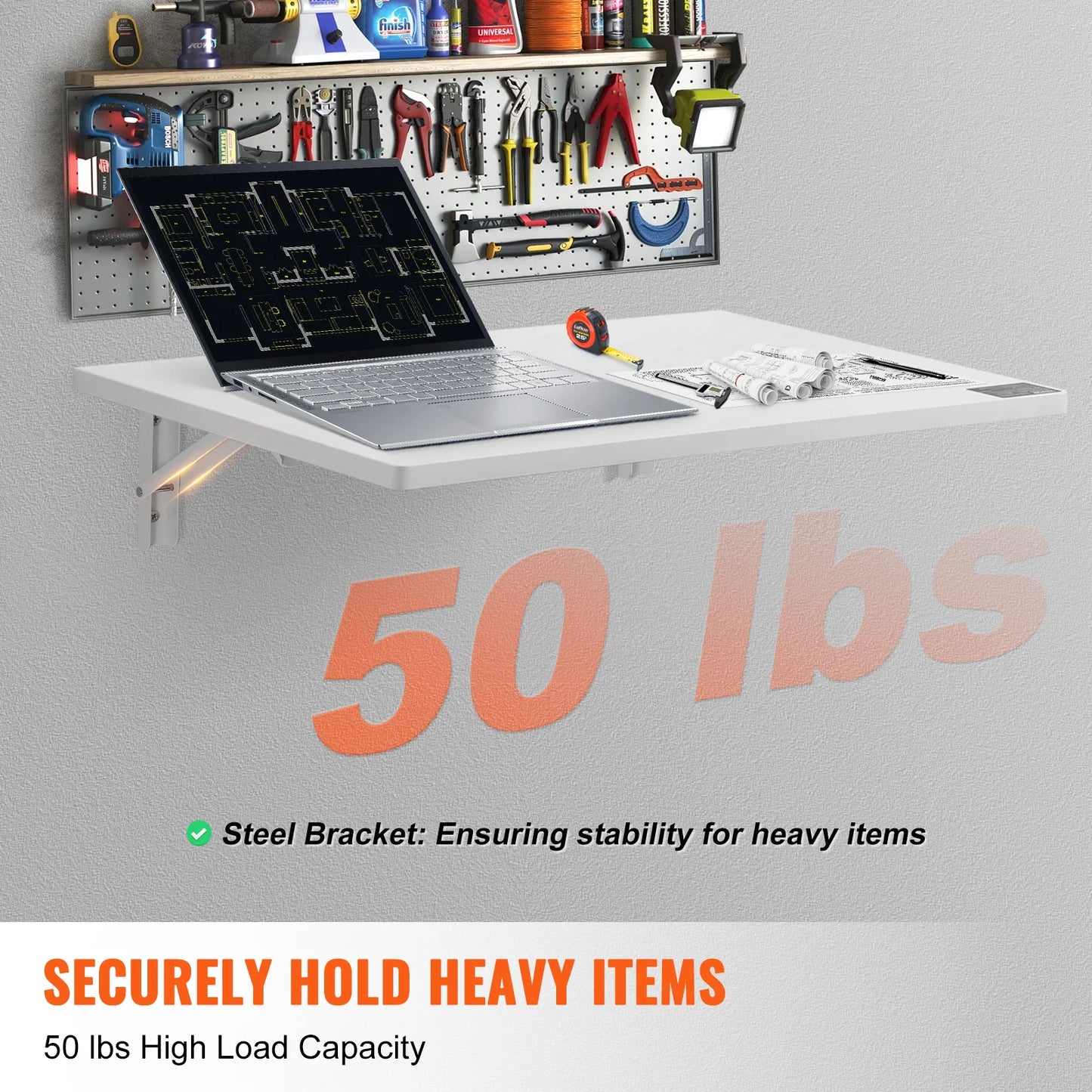 Vevor Wall Mounted Folding Desk With Fold Down Bracket