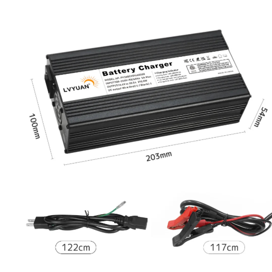 DC 12V 24V Smart Battery Charger With LCD Display Advanced