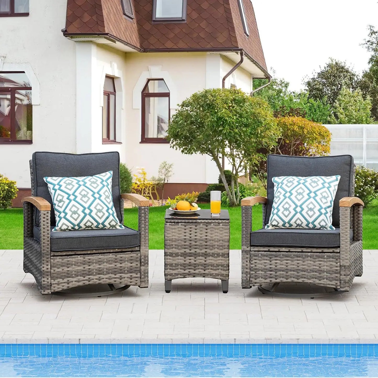 Stylish Half-Moon Outdoor Patio Furniture Conversation Set