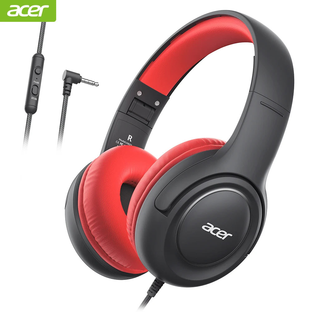 Acer Kids Wired Headphones with Volume Limiter for Learning