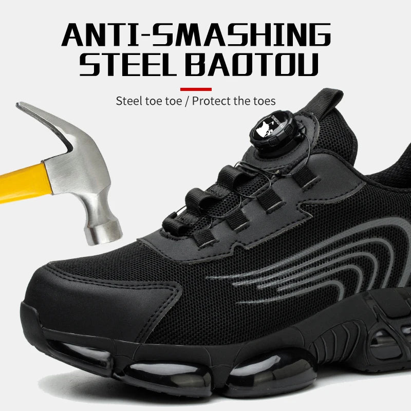 Steel Toe Cap Non Lacing Anti Puncture Casual Work Shoes