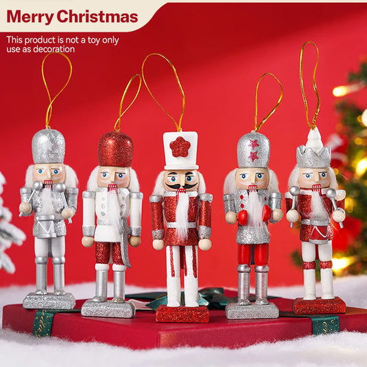 Wooden Nutcracker Soldier Ornaments Set for Christmas Decor