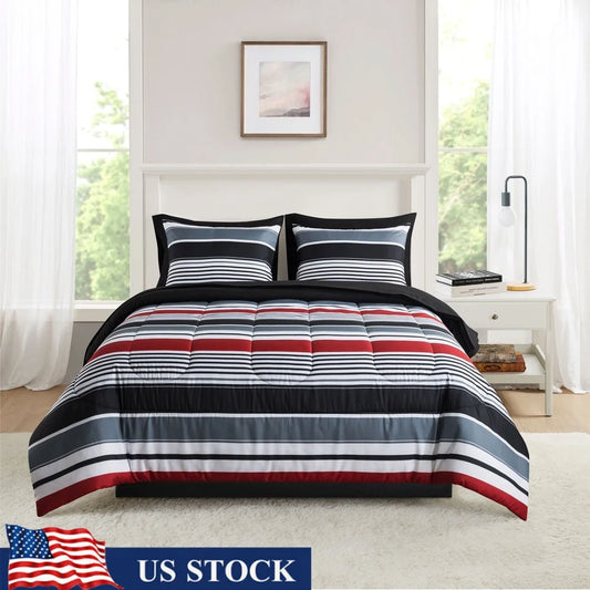 Reversible Bedding Set with Comforter Sheets and Pillowcases