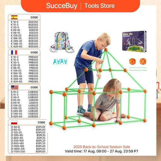 SucceBuy Fort Building Kit Castle Tunnels Blocks Toys
