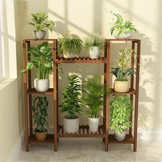 Stylish Bamboo Multi-Tier Plant Stand for Indoor Outdoor Use