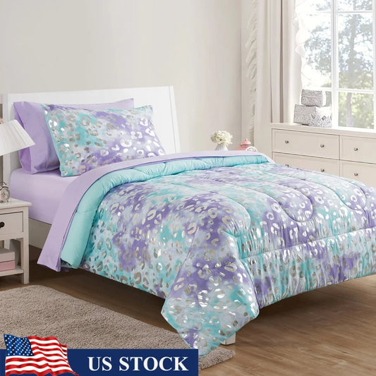 Reversible Cheetah Comforter Bedding Set with Storage Bag