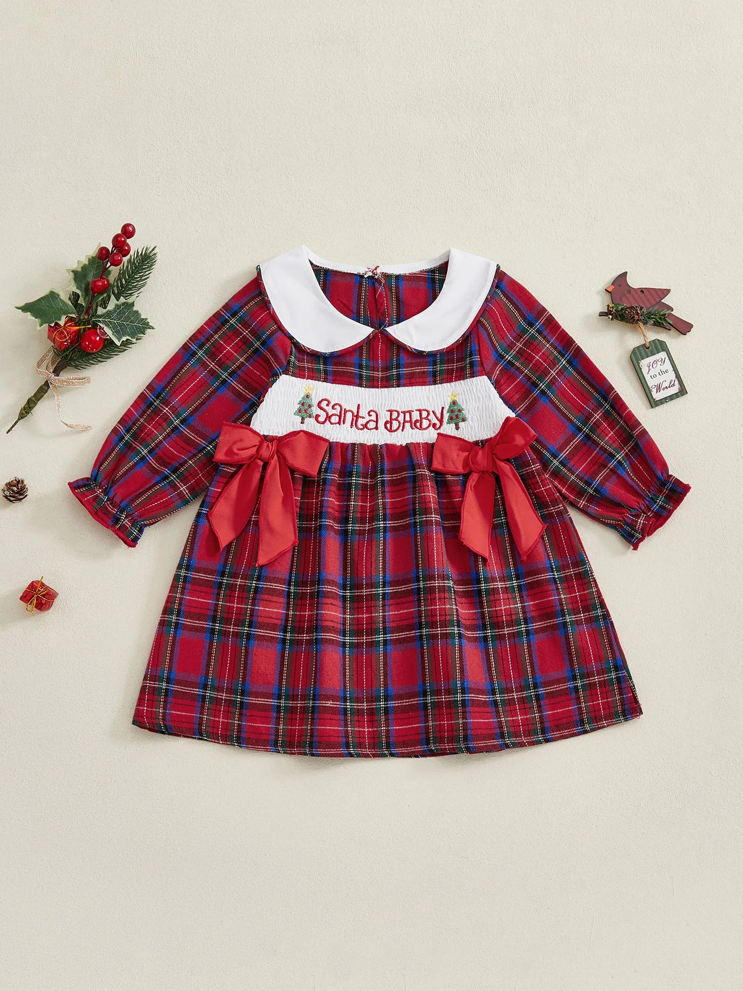 Infant Christmas Romper Set With Hat Plaid Reindeer Snowman