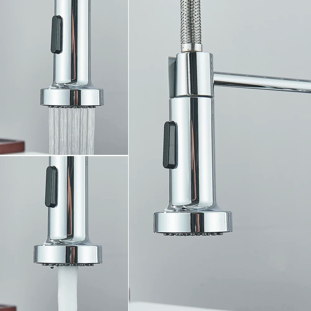 Removable Kitchen Faucet With Dual Sprayer Modes Rotatable
