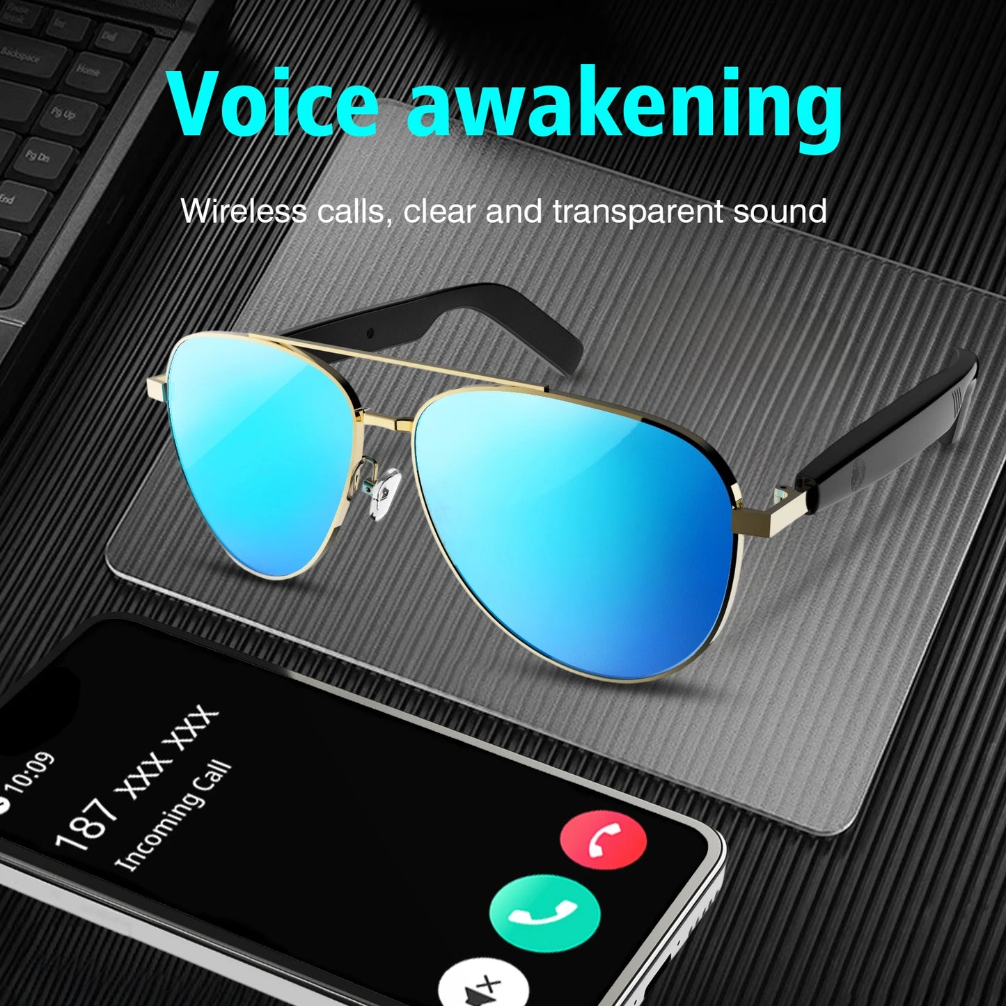 Smart Noise Reduction Glasses with Wireless Calls and Music