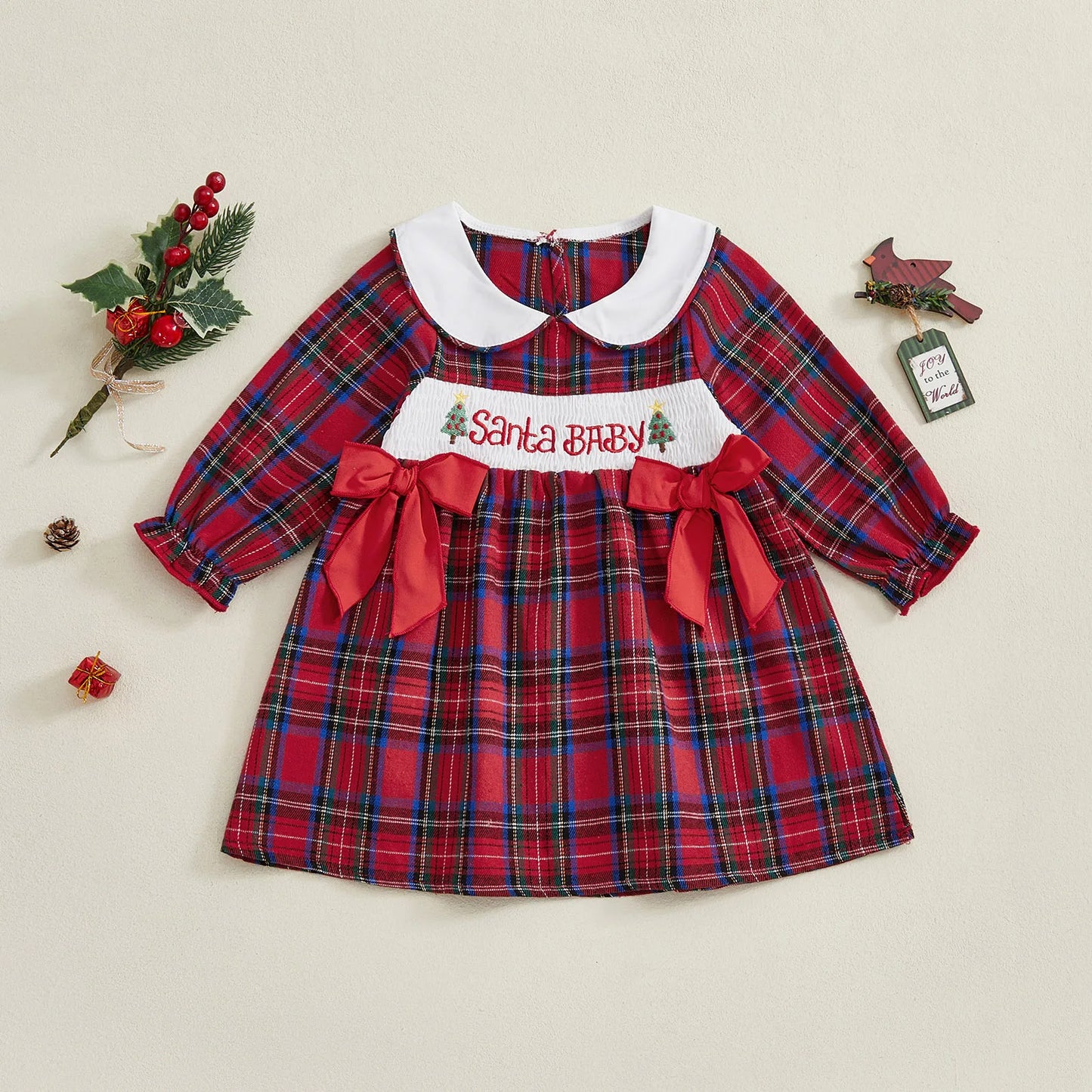 Infant Christmas Romper Set With Hat Plaid Reindeer Snowman