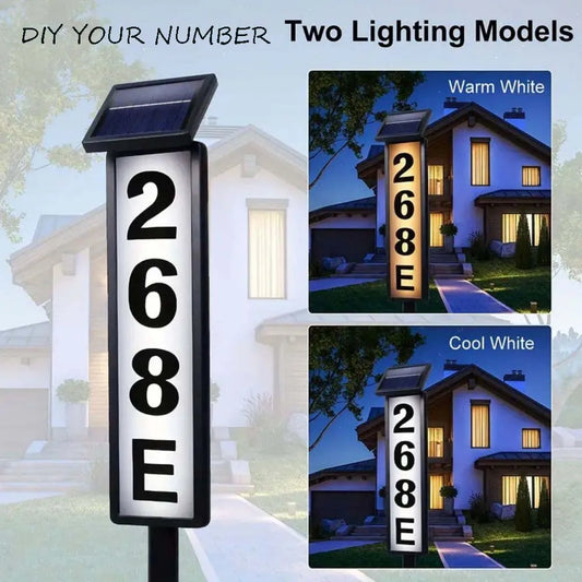 Solar Powered House Number Sign With Smart Light Control