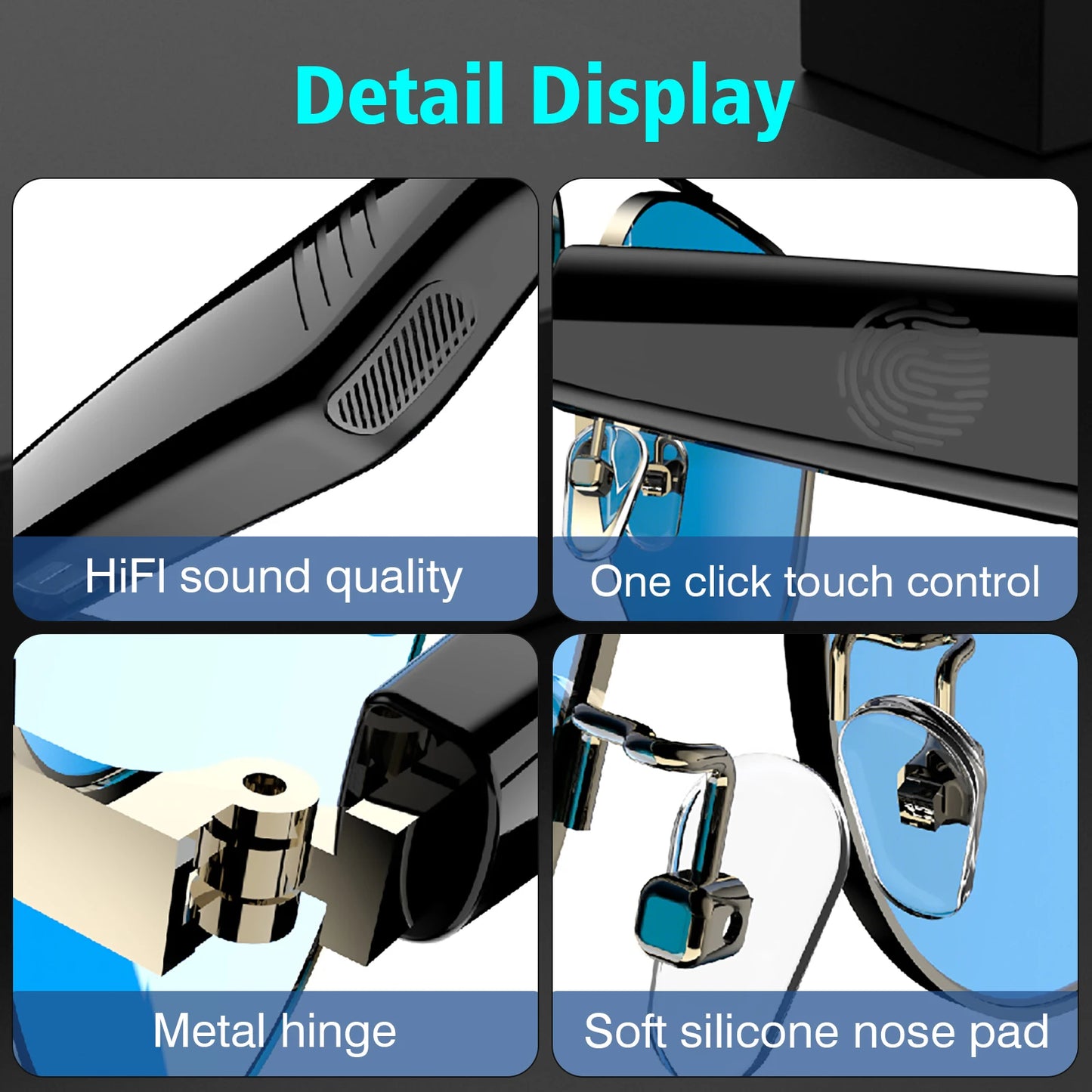Smart Noise Reduction Glasses with Wireless Calls and Music