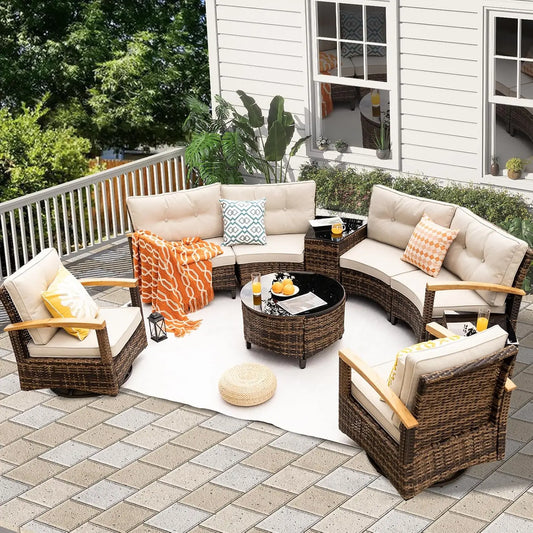 Stylish Half-Moon Outdoor Patio Furniture Conversation Set