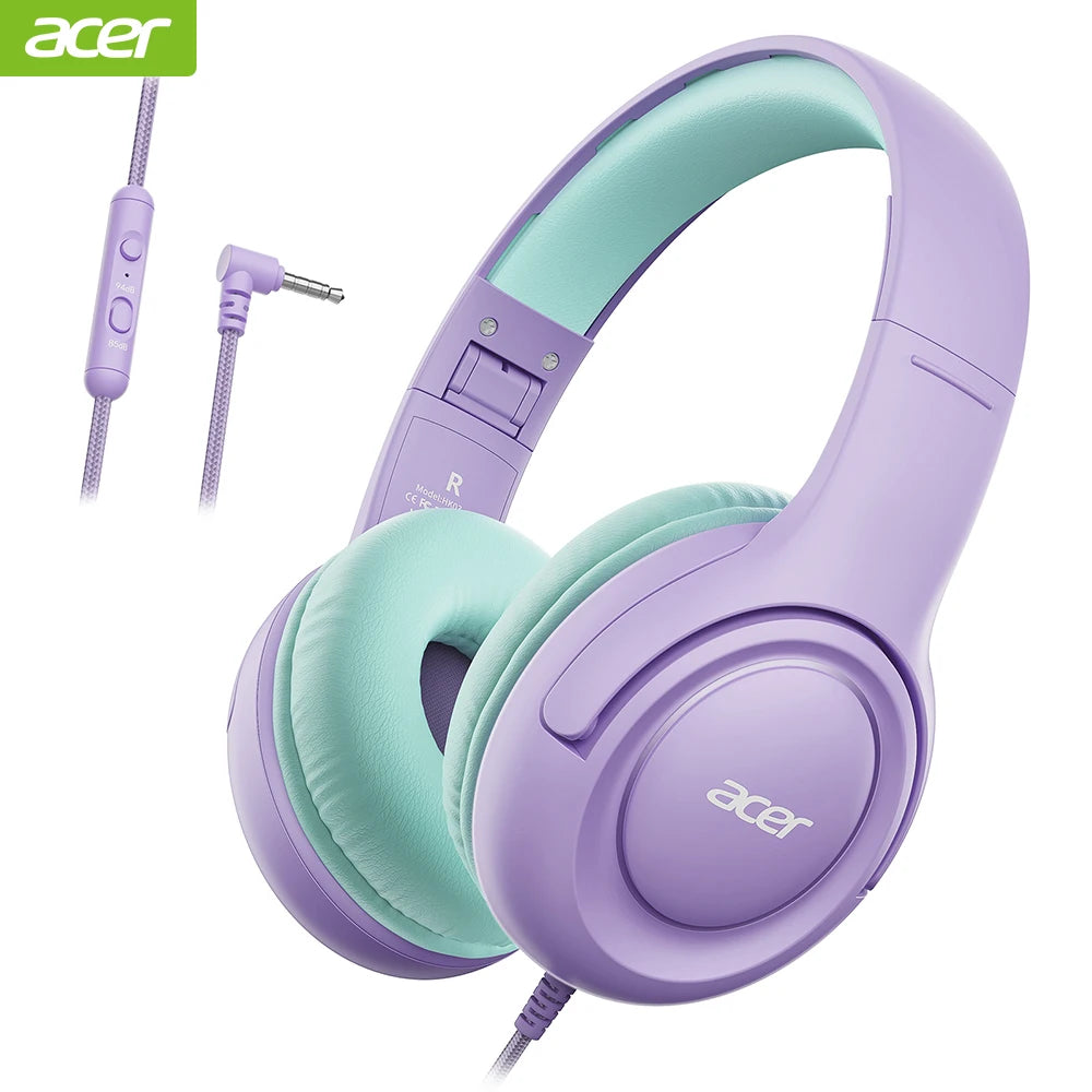 Acer Kids Wired Headphones with Volume Limiter for Learning