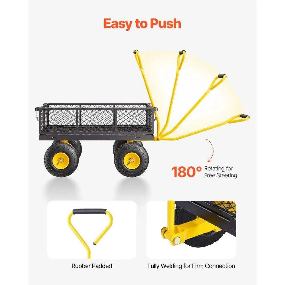 Heavy Duty Garden Cart With All Terrain Tires And Removable Sides