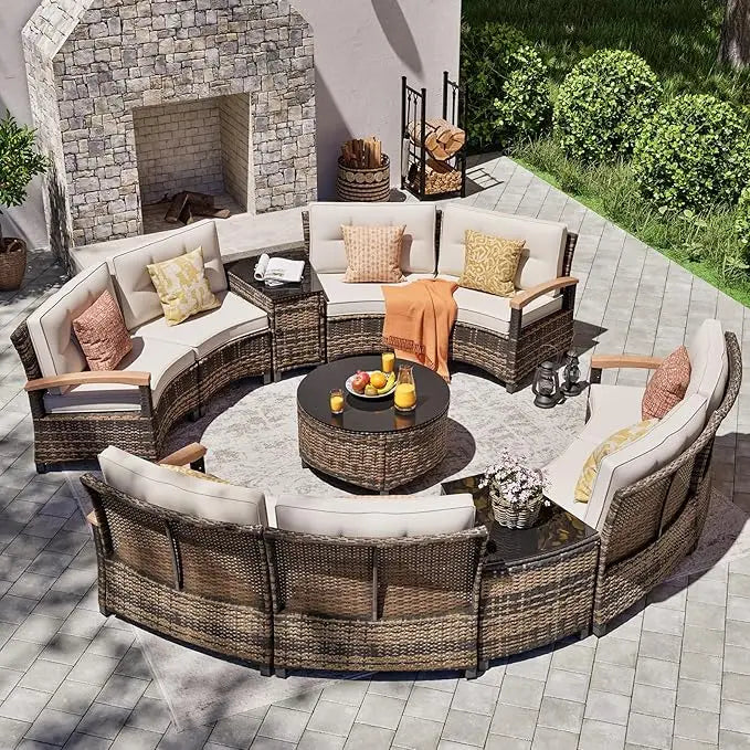 Stylish Half-Moon Outdoor Patio Furniture Conversation Set