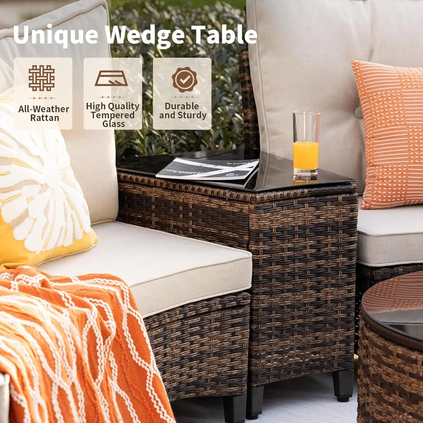 Stylish Half-Moon Outdoor Patio Furniture Conversation Set