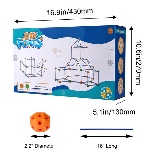Fort Building Blocks Kids Creative Indoor Play Kit Rods