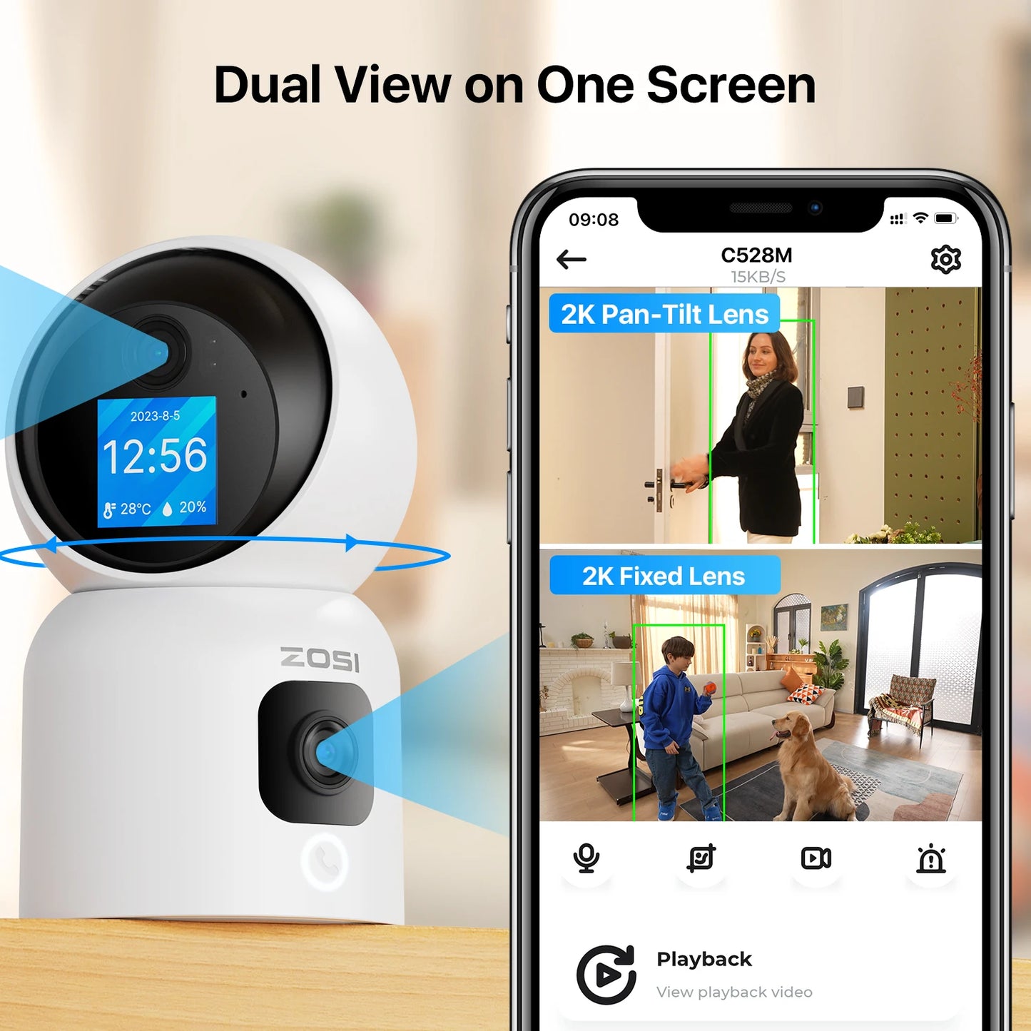 ZOSI Smart Home Security Camera With AI Auto Tracking Features