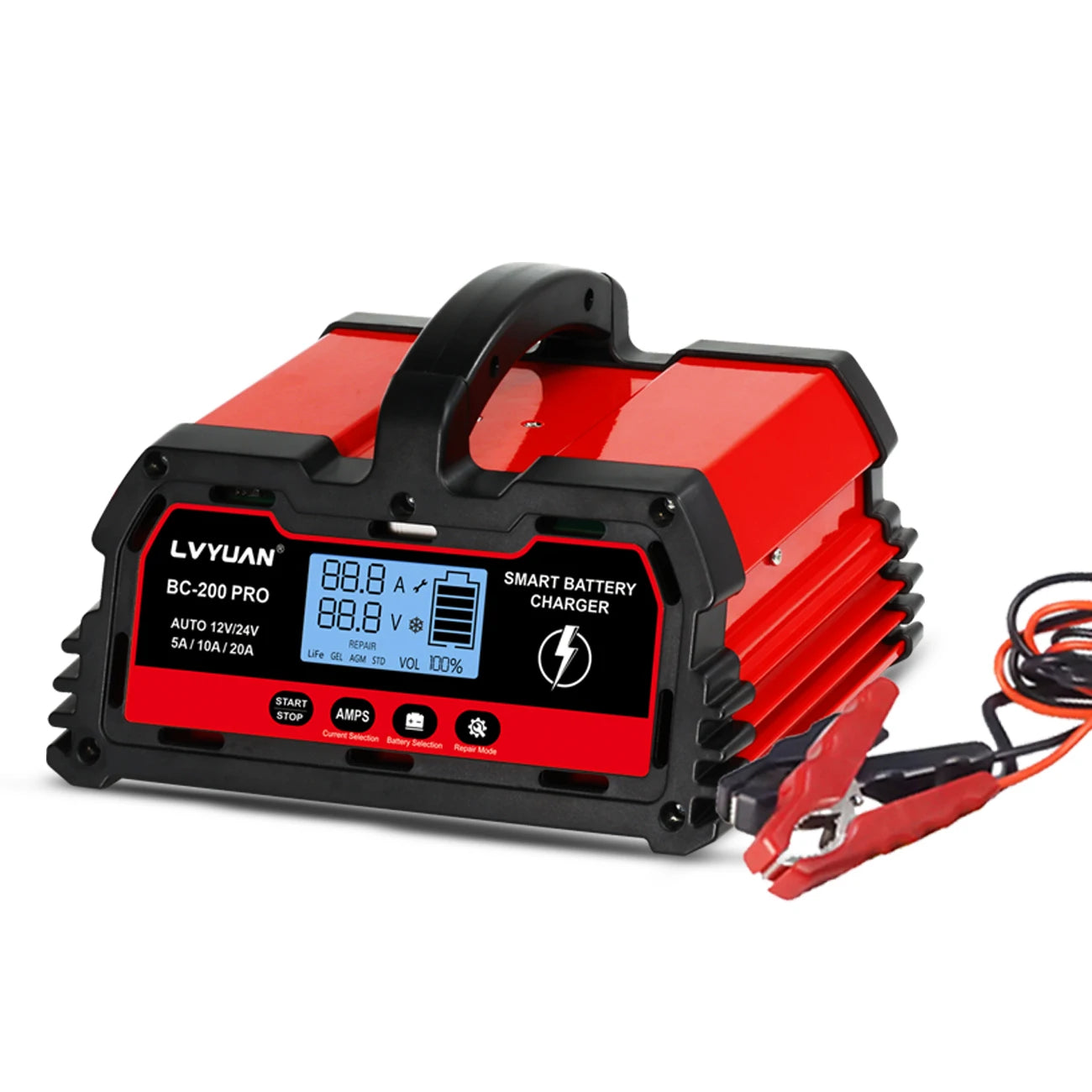 DC 12V 24V Smart Battery Charger With LCD Display Advanced