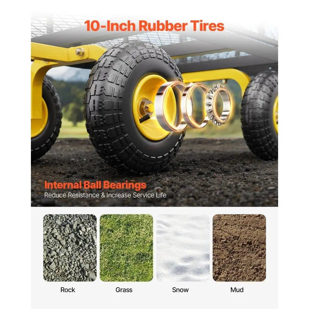 Heavy Duty Garden Cart With All Terrain Tires And Removable Sides